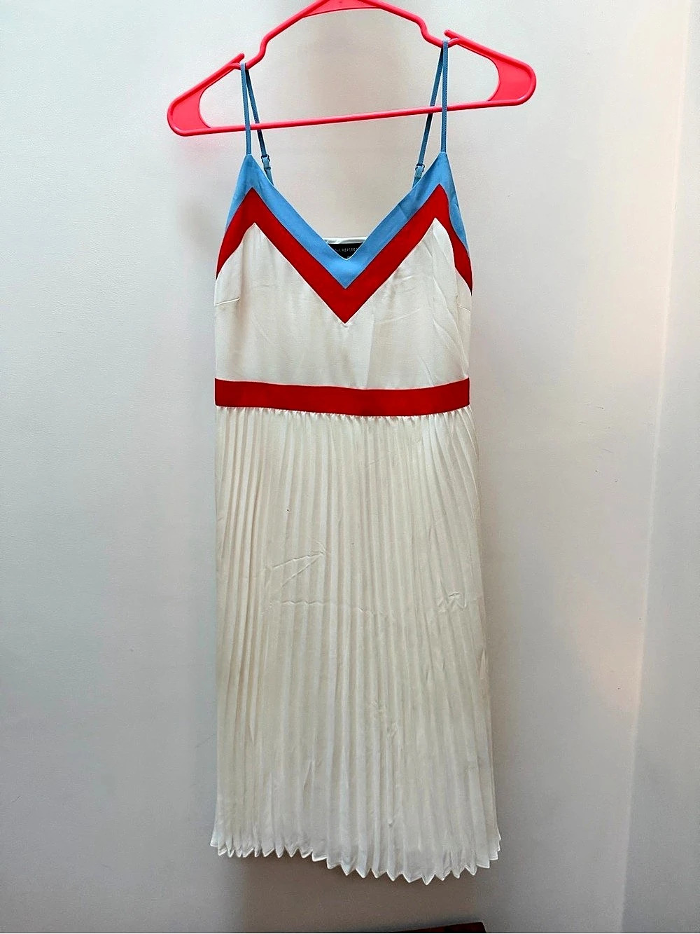 Banana Republic Color Block Pleated Maxi Dress White & Blue XS